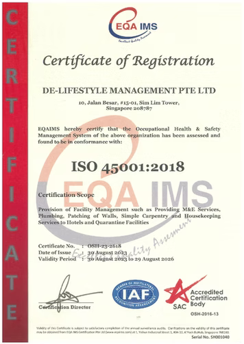 August 2023, Certification of ISO 45001:2018