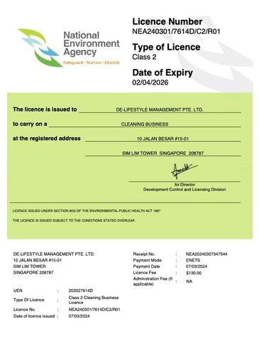 February 2023, NEA Cleaning License Renewal